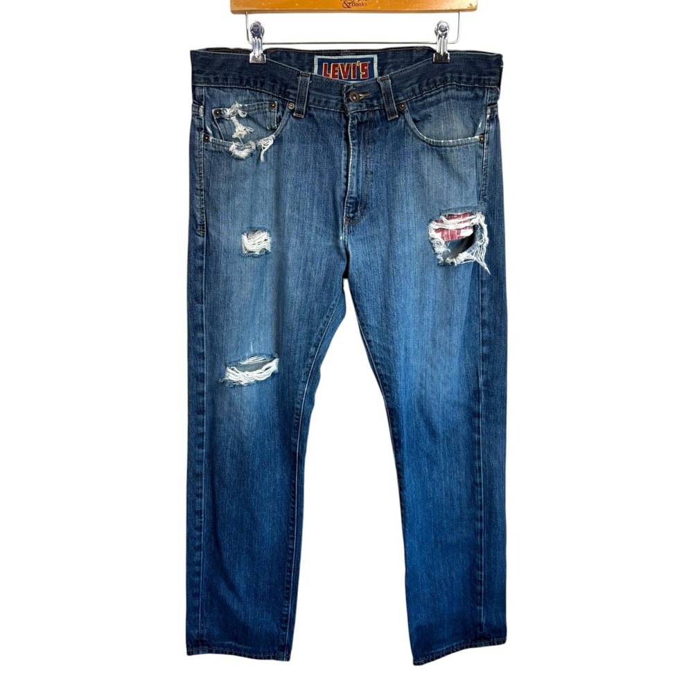 Vtg Levi's 511 Skinny Jeans Mens 38x30 Blue Distressed Ripped Denim 100% Cotton